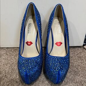 Blue Rhinestone Embellished Women's Shoes